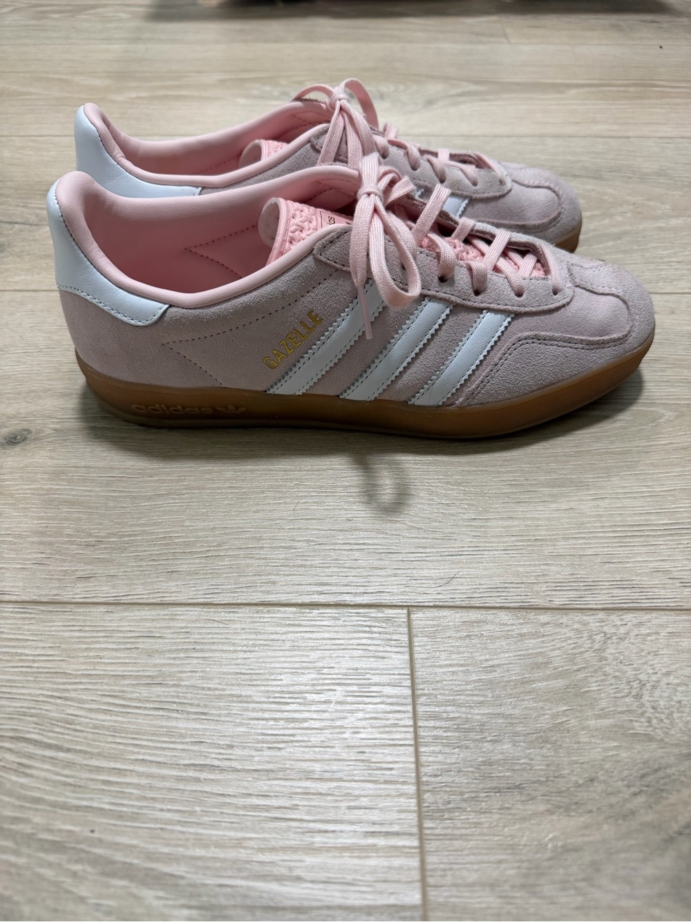 adidas Gazelle Women's Light Pink Suede Sneakers with White Stripes